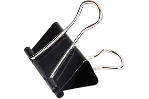 GROSSē Foldback Clips 51mm Black Office Paper Clamps Binder Pack of 12