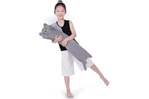 SNOWOLF Britische Kurzhaarkatze Weiche Kissen Plüsch Schlafkissen Baumwolle Kätzchen Kissen Kuschelig Gefüllte Niedliche Plüschpuppe Spielzeug Geschenk Für Kinder Freundin(80cm)