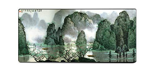 Preisvergleich Produktbild hzysbd Mauspads Chinesischen Stil Landschaft Wasserrutsche Mauspad XXL Geschwindigkeit Gaming Mauspad 900X400Mm Nähte Kompatibel Laser Und Optische Maus Schwarz E