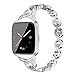 Produktbild für Fitbit Versa Uhr Intelligent Uhr Smart Watch Ersatz Sport Kristall Metall Diamantlegierung Uhrenarmband Armband Handschlaufe Strap für Herren Damen (Silber)
