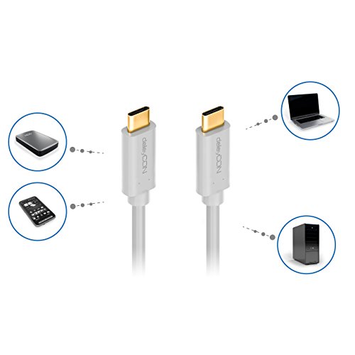 deleyCON 0,5m USB Kabel / Stecker Typ 3.1 / C auf C / USB 3.1 Speed 10 Gbit/s / 3A Ladekabel Datenkabel / für z.B. Smartphone / PC / Notebook / Ladegerät – Weiß - 5