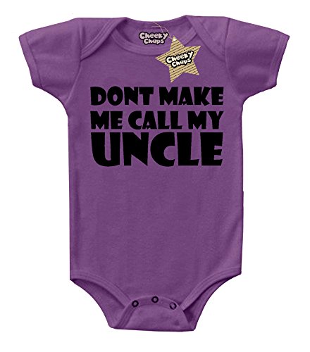 Don't Make Me Call My Uncle Print Purple & Black 0 - 3 Months