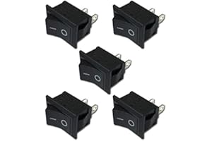 VUNIVERSUM Pack of 5 Premium On/Off Installation Rocker Switch On Off DIY AC 250V 220V 125V 10A 12V 2Pin Black Rectangle