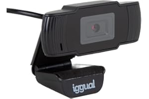 iggual Webcam para sobremesa WC720 Basic View -Cámara HD 720p.Conexión USB -Enfoque Fijo Micrófono Integrado. Campo visión 90º- Enchufar y Listo, sin Software.-Pequeña y Ligera.(8x4,5x3,6 y 62,5 gr.)