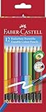 Faber-Castell 116612 Radierbare Buntstifte mit Gummitip, 12er Kartonetui, 1 Stck - 