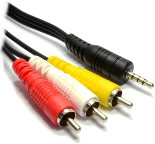 MJS Technologies 3.5mm male Jack Plug to 3 RCA Male adapter cable Video adapter, 3.5mm Male Plug to 3 RCA male (Red-Yellow-White) Connectors For AV ,Audio , video, LCD TV,HDTV (2M (6' 6"))