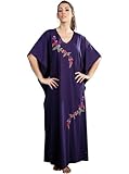Womens/Ladies Nightwear/Sleepwear Embroidered Kaftan, One Size, Purple