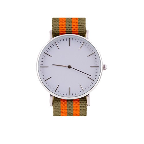 Le Maritime blanc von Plain Watches - minimalistische, stilvolle, elegante Armbanduhr - sportliche Uhr mit olivegrn - orangen Nylon Band - top moderne Quartzuhr Le Maritime blanc von Plain Watches - minimalistische, stilvolle, elegante Armbanduhr - sportliche Uhr mit olivegrn - orangen Nylon Band - top moderne Quartzuhr