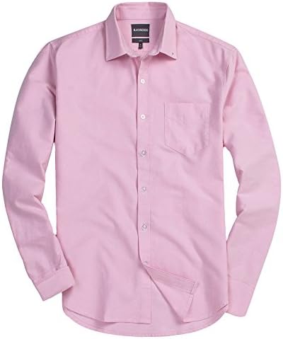 blackmogoo Mens Big And Tall Casual Slim-Fit Button Down Shirts Long Sleeve Button Up Dress Shirts
