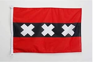 Amsterdam NAUTICAL Flag 18'' x 12'' - Netherland flags 30 x 45 cm - Banner 12x18 in for boat - AZ FLAG