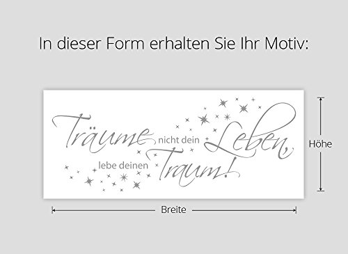 Grandora W3048 Wandtattoo Zitat Träume nicht dein Leben, lebe deine Traum weiß 120 x 46 cm - 5