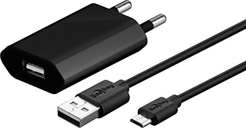 Goobay 43768 2-in-1 Micro-USB Ladeset mit Kabel 1,0 A Netzteil schwarz