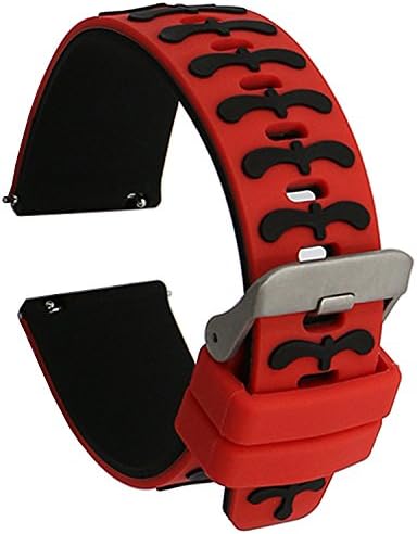 Elespoto Silicone Smartwatch Replacement Band Strap for Samsung Galaxy Gear 2 / Neo / Live / MOTO 360 2nd 46mm/Pebble Time / LG G Watch W100/W110/Urbane Smartwatch Replacement Band (Red black 1)