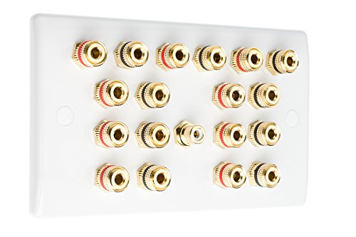 Komplett 9.1 Slimline Surround Sound Lautsprecher Wand Platten Set mit goldenen Bindung Pfosten + RCA Buchse KEIN LÃ–TEN ERFORDERLICH
