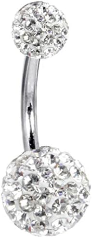Bling Bling Belly Bar with CZ Crystals - Ecoated so Crystals do not fall