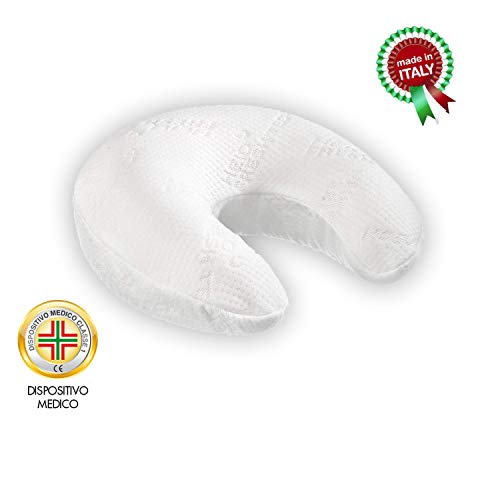 Goldflex - Cuscino da Viaggio per Collo Memory Foam 100% Collare CERVICALE Ecologico Anti-Odore Rivestimento IONI D'Argento Antibatterico SFODERABILE Dispositivo Medico Detraibile Made in Italy