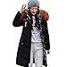 Produktbild JYJM Damen Daunenjacke mit Fell Fraue Oberbekleidung Pelz mit Kapuze Kapuzenjacke Lang Trenchcoat Winter Windbreaker Winterjacke beide Seiten zu Tragen und der Buchstabe Lange Jacken Tasche Outwear
