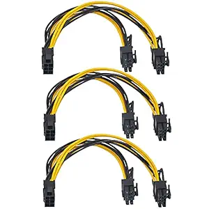 Layyon PCI-E 6pin Female to Dual 8pin (6+2pin) Male Video Card GPU Power Cable (Pack of 3)