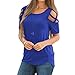 Produktbild Damen Shirt Kurzarm Tops, LUCKYCAT Frauen Sommer Kurzarm Riemchen Cold Shoulder T-Shirt Tops Blusen Bandage Mode tee Shirt Hemd Sweatshirt Tuniken S M L XL XXL (L(AsianL=EUM), Blau)