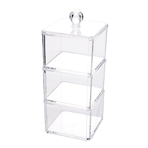Discoball Transparent Acrylic Makeup Craft Cosmetic Storage Square Stackable Box with Cover