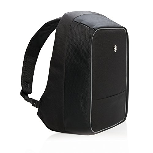 Anti Diebstahl Laptop Rucksack 14, 15,6 17 Zoll schwarz, allpremio DESIGN Swiss | stoßfest + schnittfest aus Polyester, komfortabel leicht mit versteckten Fächern und Taschen | integrierter USB-Port für Powerbank, Smartphone oder Notebook | elegant für Herren und Damen, modern für Studenten, Schüler und Kinder | als Tasche für die Arbeit oder zur SICHERHEIT in der Stadt, oder auf der Reise beim Citytrip | mit in der Dunkelheit reflektierende Applikation