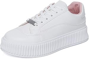 DEBAIJIA Sneakers Femme Baskets Chaussures De Course Blanc Chaussures Sport Running Décontractées Confortables EU