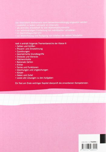 Book's Cover of Arbeitshefte Mathematik 4. Neubearbeitung. Arbeitsheft plus Lösungsheft. Rationale Zahlen, Terme, Gleichungen und Ungleichungen, Geometrie, Flächen-und Rauminhalte, Daten und Zufall