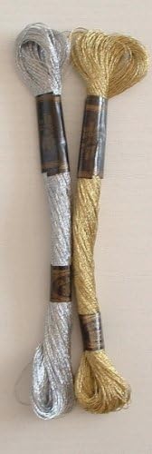 Cotton Embroidery Floss, gold / Silver, 2 x 8 m
