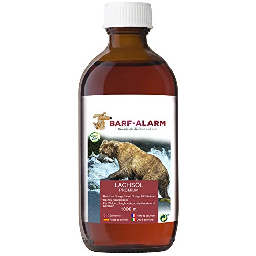 Huile de saumon de qualité supérieure par Barf-Alarm - Avec acides gras oméga 3 et 6 - Pour chien