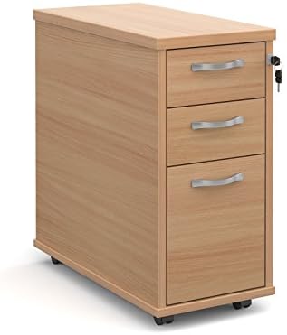 Office Elephant OE05-TNMPB Slimline, deep Mobile Pedestal with Two Shallow Drawers and one Filing Drawer in Beech