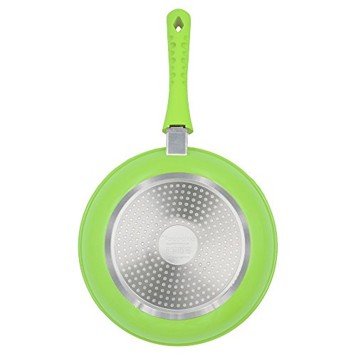 Pococina 26 cm Pfanne mit abnehmbarem Griff, Keramik beschichtet, induktionsgeeignet, spülmaschinenfest, antihaftbeschichtete Bratpfanne inkl. 1 x Silikon Spiegeleiform – Weiß & Grün - 3