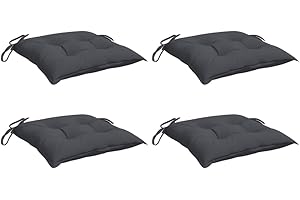 vidaXL Lot de 4 Coussins de Chaise, Galette de Siège avec Jeux de Cordes, Coussin d'Extérieur Imperméable, Anthracite 50x50x7 cm Tissu Oxford