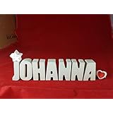 Beton, Steinguss Buchstaben 3 D Deko Namen JOHANNA mit Stern und Herzklammer als Geschenk verpackt! Ein ausgefallenes Geschenk zur Geburt, Taufe, Geburtstag oder auch zu anderen Anlässen.