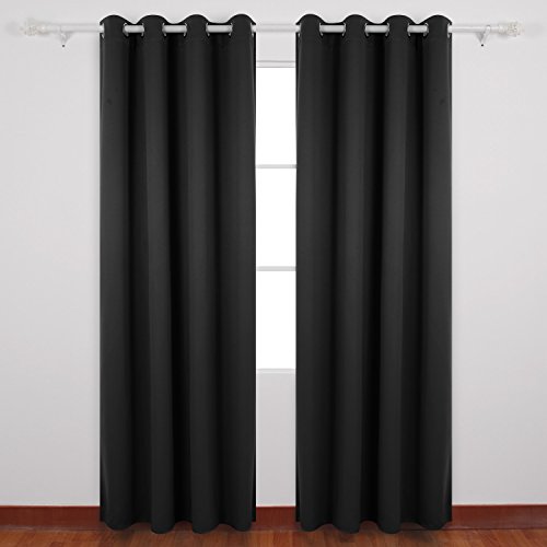 Deconovo Soft Solid Thermal Insulated Ring Top Blackout Blind Curtains for Kitchen, Including Two Matching Ties, 66