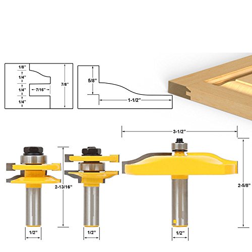 Tiptiper 3pcs fresa cortador 1 2 mango panel de la puerta del panel de
vidrio cortador de herramientas Router Bits herramienta de mano
Woodworking Cutter