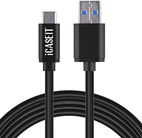 iCASEIT USB Type C to USB A 3.0 Male Cable (1m) 56k ohm Reversible Data Charging &amp; Sync Cord - Samsung Galaxy Note 8,S8 Plus, Google Pixel, LG V30 G6 V20, Nintendo Switch,New Macbook More - BLACK 1m