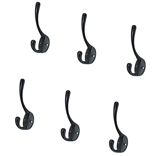 Gazechimp 6* Kleiderhaken Huthaken Mantelhaken Garderobenhaken Haken Wandhaken Mantelhaken Schwarz mit 12*Schrauben - 4