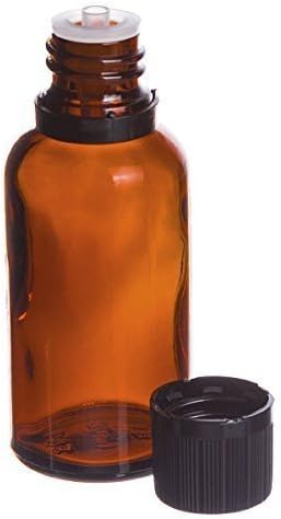 Lisse Essentials 30 ml Amber Glass Essential Oil Bottle with Orifice Reducer and Cap (pack of 12)