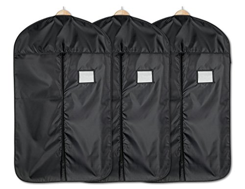 3x blupalu Kleidersack 60 x 100 cm, Farbe schwarz, ideale Kleiderhülle für den Anzug, Kleiderschutzhülle mit Reißverschluss