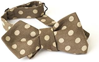 Selftie for Men and Boy in Viscose from Beige to Brown with Ivory Polka Dots, Unisex, Adjustable with Hook, One Size