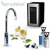 SPRUDELUX Blue Diamond Système d'eau potable sous table avec robinet supplémentaire 3 voies + bouteille de CO2 6 kg Machine à gazéifier professionnelle pour la maison privée. Eau minérale pétillante