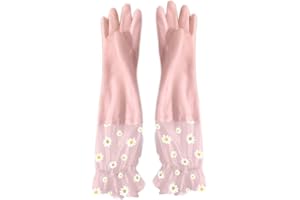 Vepoty Haushaltshandschuhe 1 Paar Wasserdichte Latex-Reinigungshandschuhe Wiederverwendbare Geschirrspülhandschuhe Lange Küchenhandschuhe