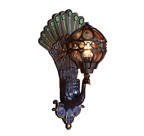 MZ European Wall Lamp, Led Retro Die Cast Peacock Art Outdoor Wall Lamp, Waterproof Villa Courtyard Walkway Lamp