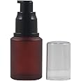 1PCS 30ML 1OZ Rose Red Empty Frosted Glass Pump Bottle with Transparent Cap Emulsion Lotion Essence Holder Refillable Portable Durable Cosmetic Container Jar Pot for Travel Vacation Daily Life