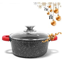 Jonas - Faitout/Marmite avec Revêtement Effet Pierre Granité & Céramique Anti-Adhérent SANS PFOA Pour une Cuisson Saine & Sans Matière Grasse Qualité Allemande GREBLON C3+ Garantie TOP Qualité! (30cm)