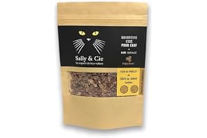 SALLY & CIE Croquette Barf - Foie de Poulet et Cœur de Dinde hachés Lyophilisée pour Chat
