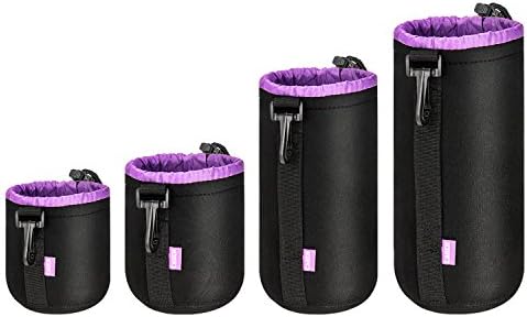Peacechaos Thick Protective Neoprene Pouch Set for DSLR Camera Lens (4) 4-Pack)