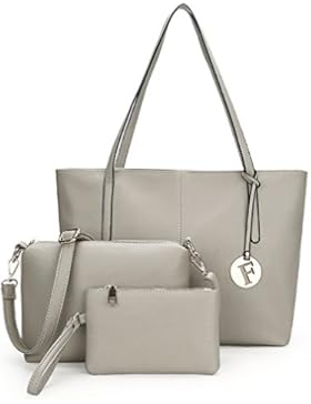 Fexkean Damen Handtaschen Henkeltasche Crossbody Tasche Vintage PU Leder Handtasche + Schultertasche + Geldbeutel...