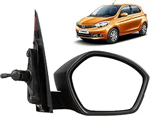 DECAR TSM-01 Plastic, Glass Right Side Manual Outer Door Rear View Mirror Assembly for Tata Tiago (Black)