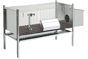 CHAPRON LEMENAGER Conigliera con nido separato e facile da montare per conigli, Argento, 58 x 102 x 70 cm